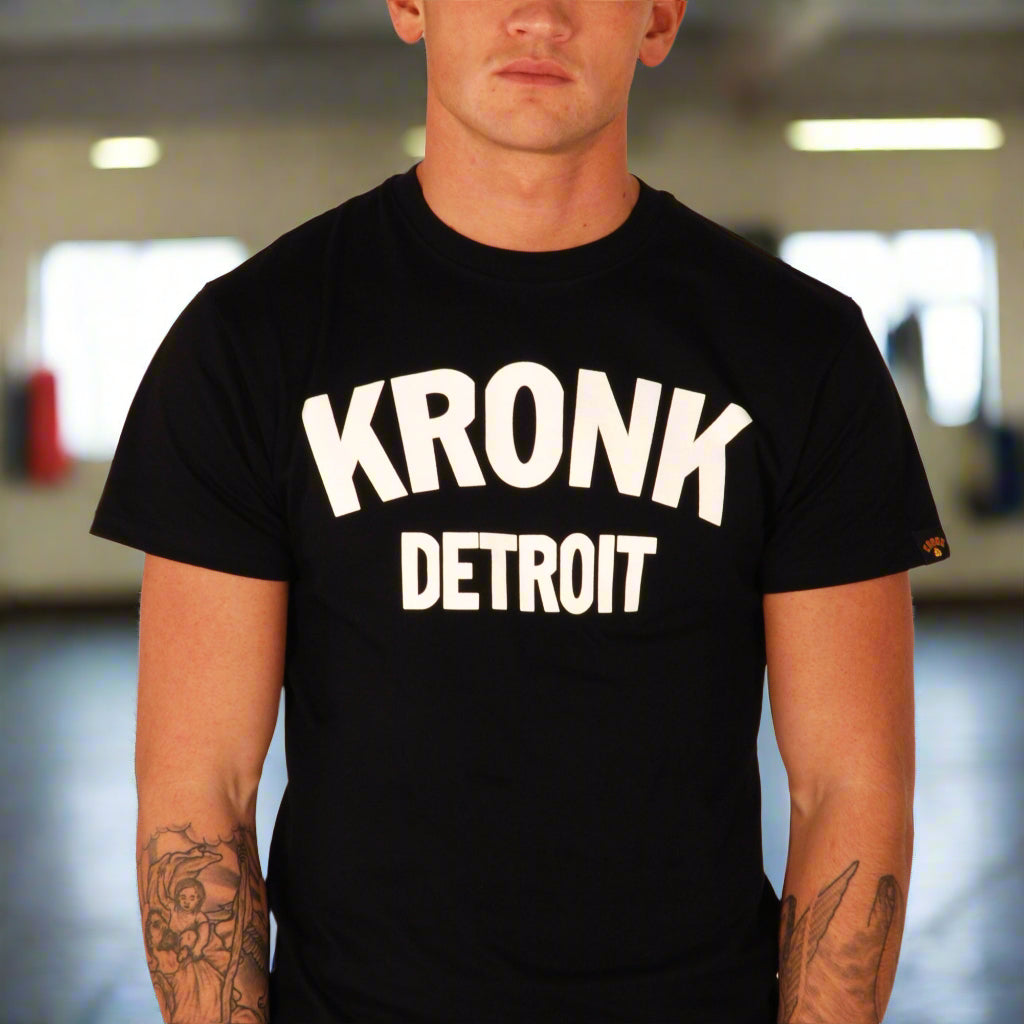 KRONK Detroit Regular Fit T Shirt Black with white logo