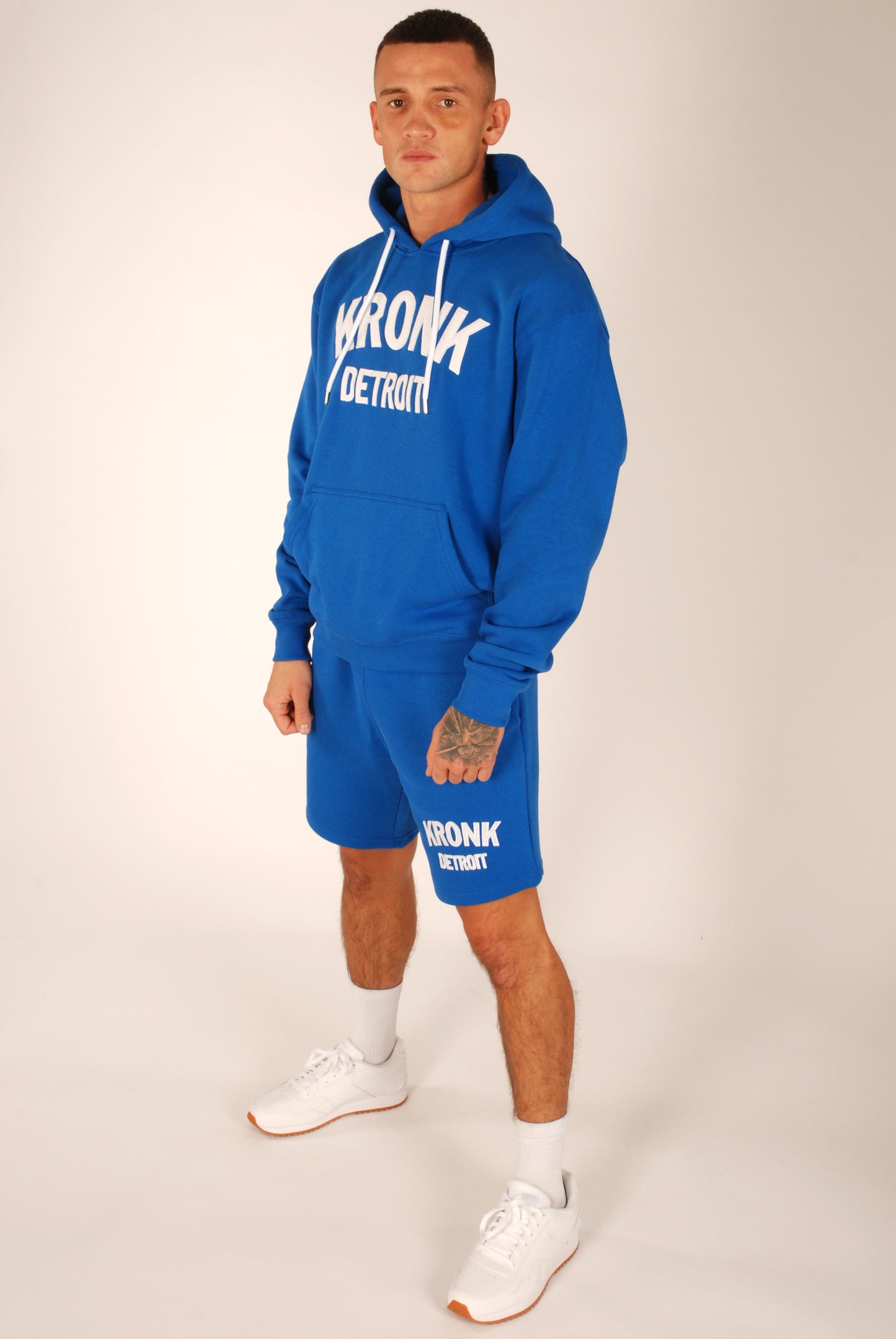 KRONK Detroit Applique Hoodie Regular Fit Royal Blue with White logo