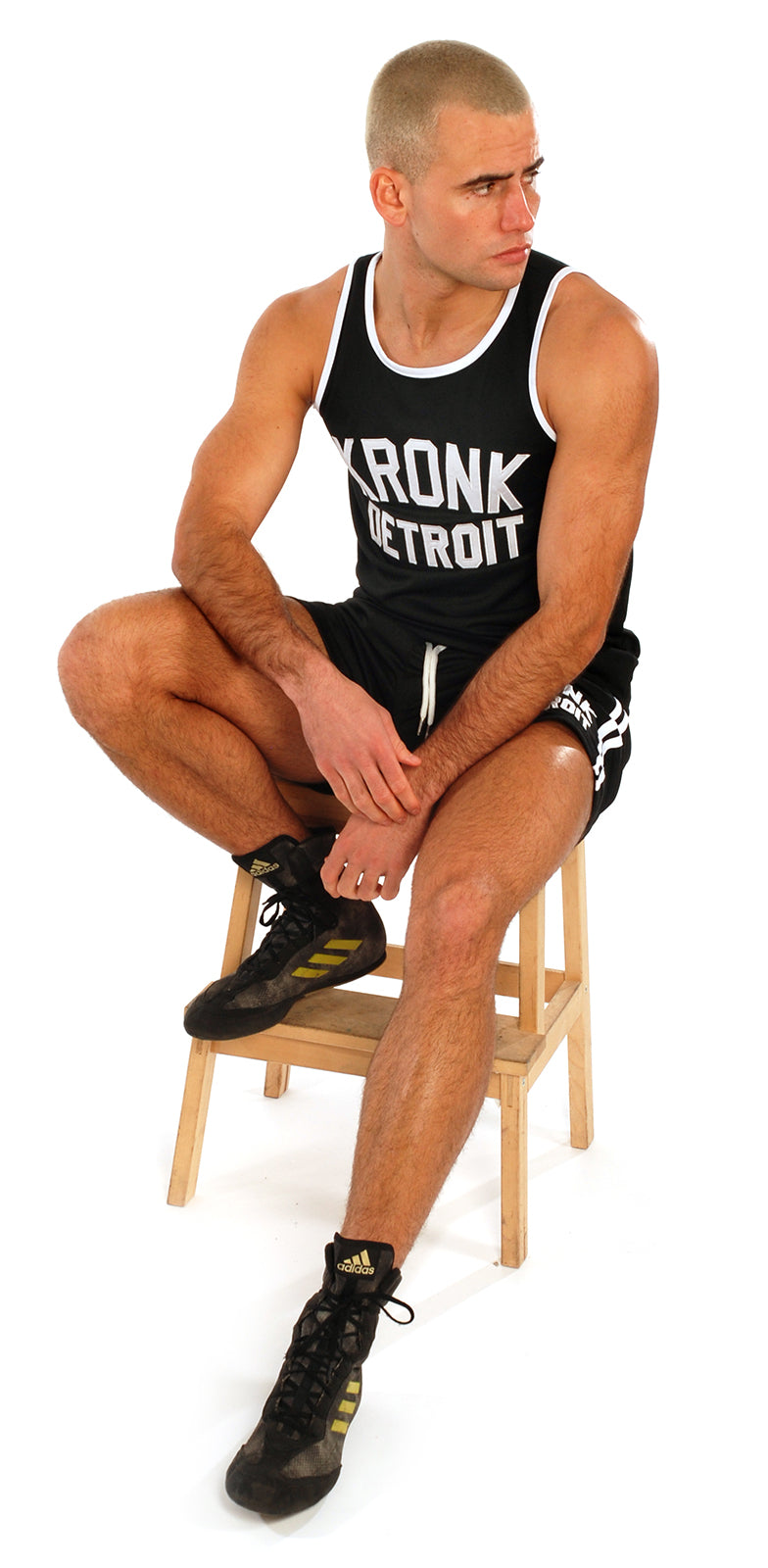 KRONK Iconic Detroit Applique Training Gym Vest - Black & White