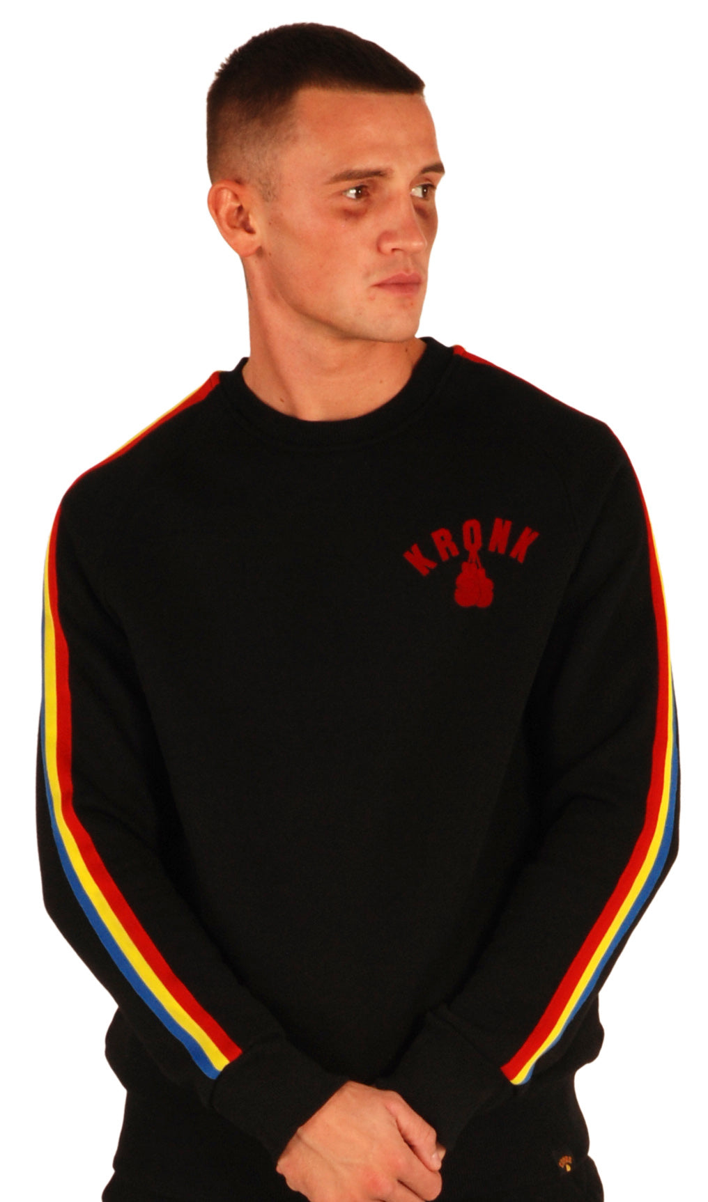 KRONK Striped Sleeve Sweatshirt Regular Fit Black