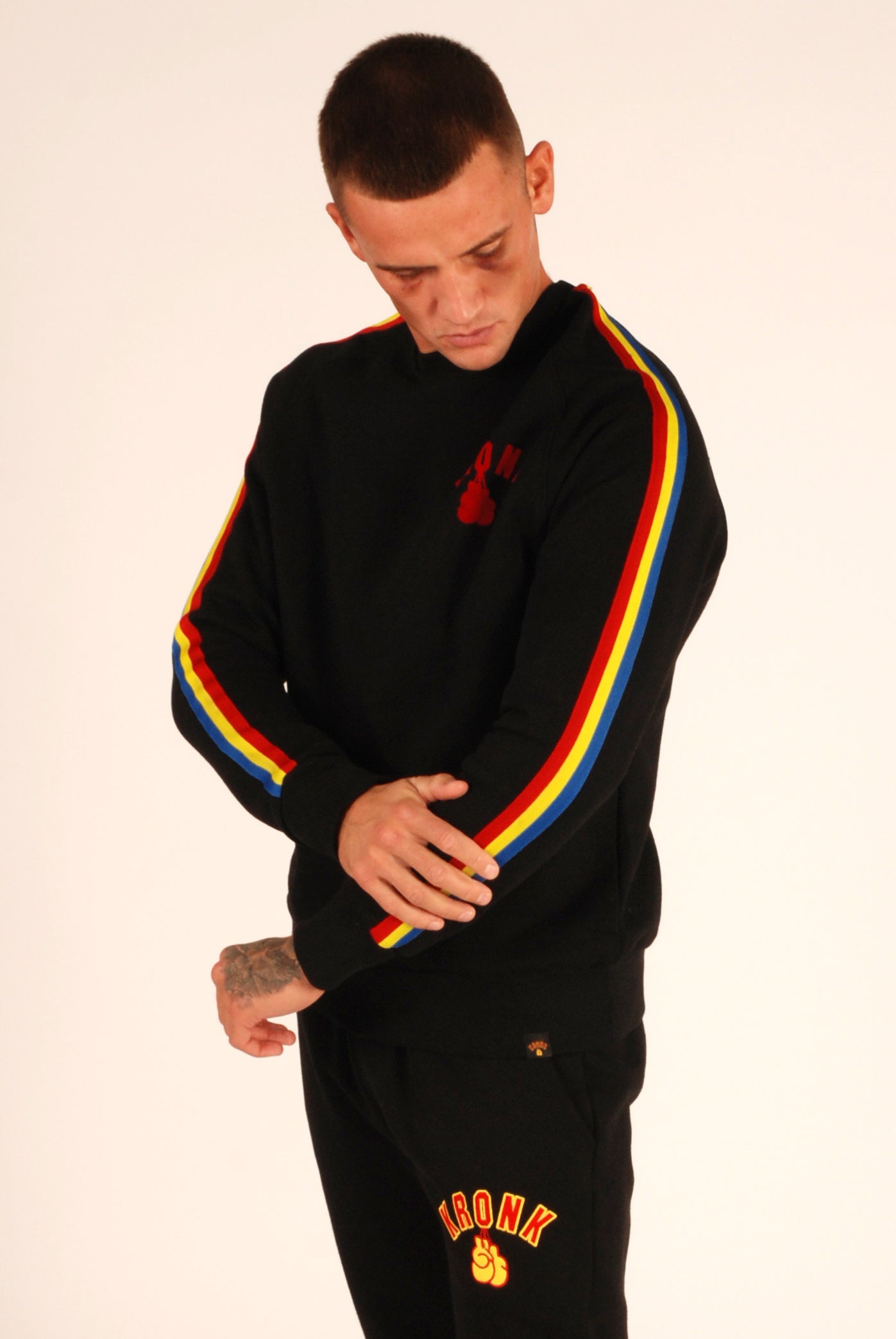 KRONK Striped Sleeve Sweatshirt Regular Fit Black