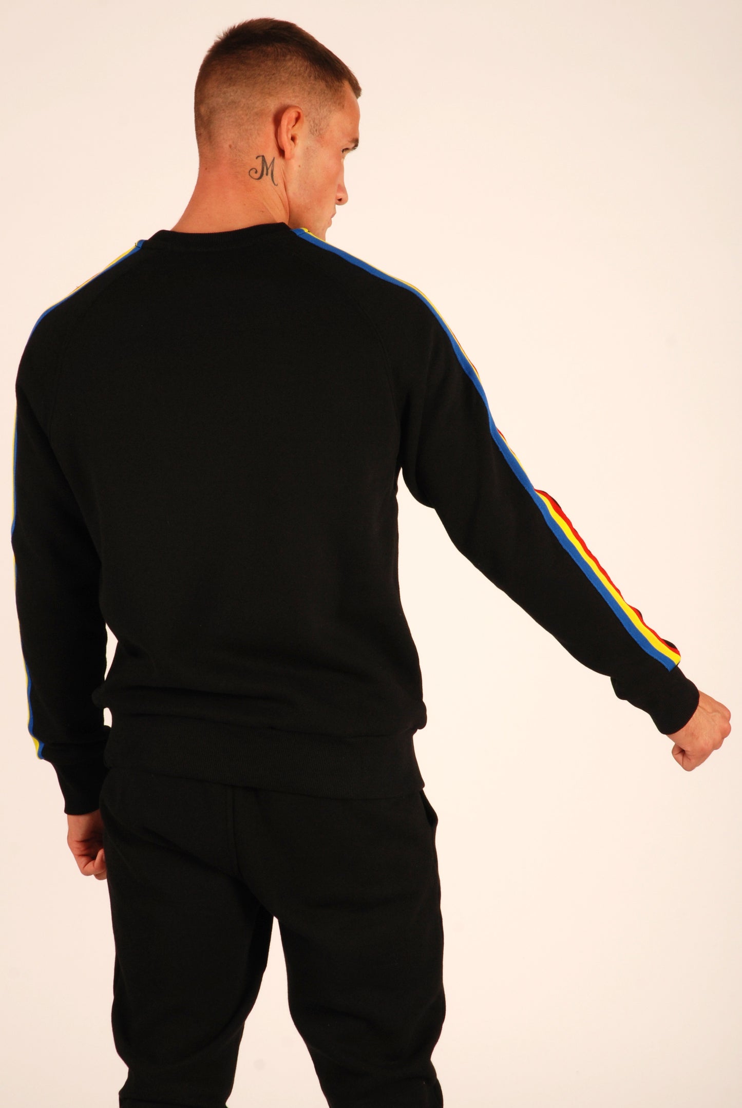 KRONK Striped Sleeve Sweatshirt Regular Fit Black