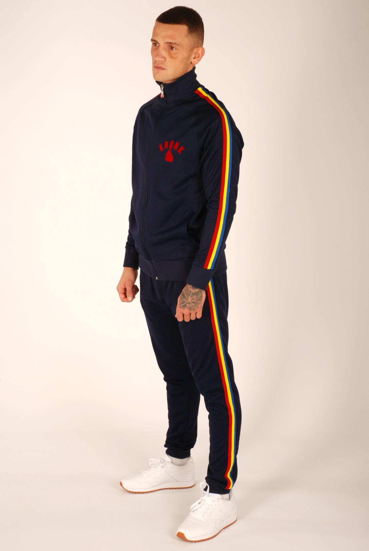 KRONK One Colour Gloves Full Zip Stripe Sleeve Track Top Navy