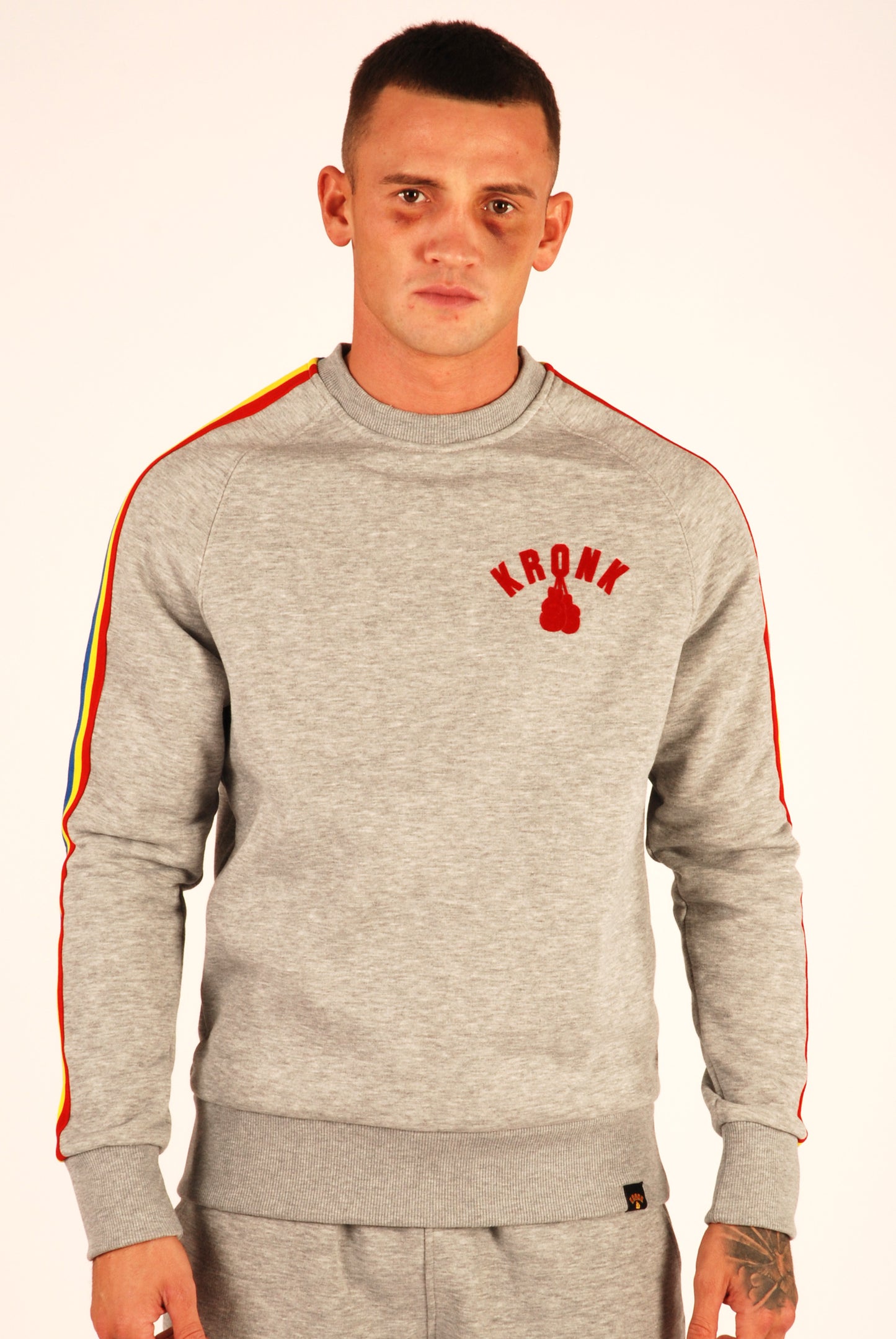 KRONK Striped Sleeve Sweatshirt Regular Fit Sports Grey