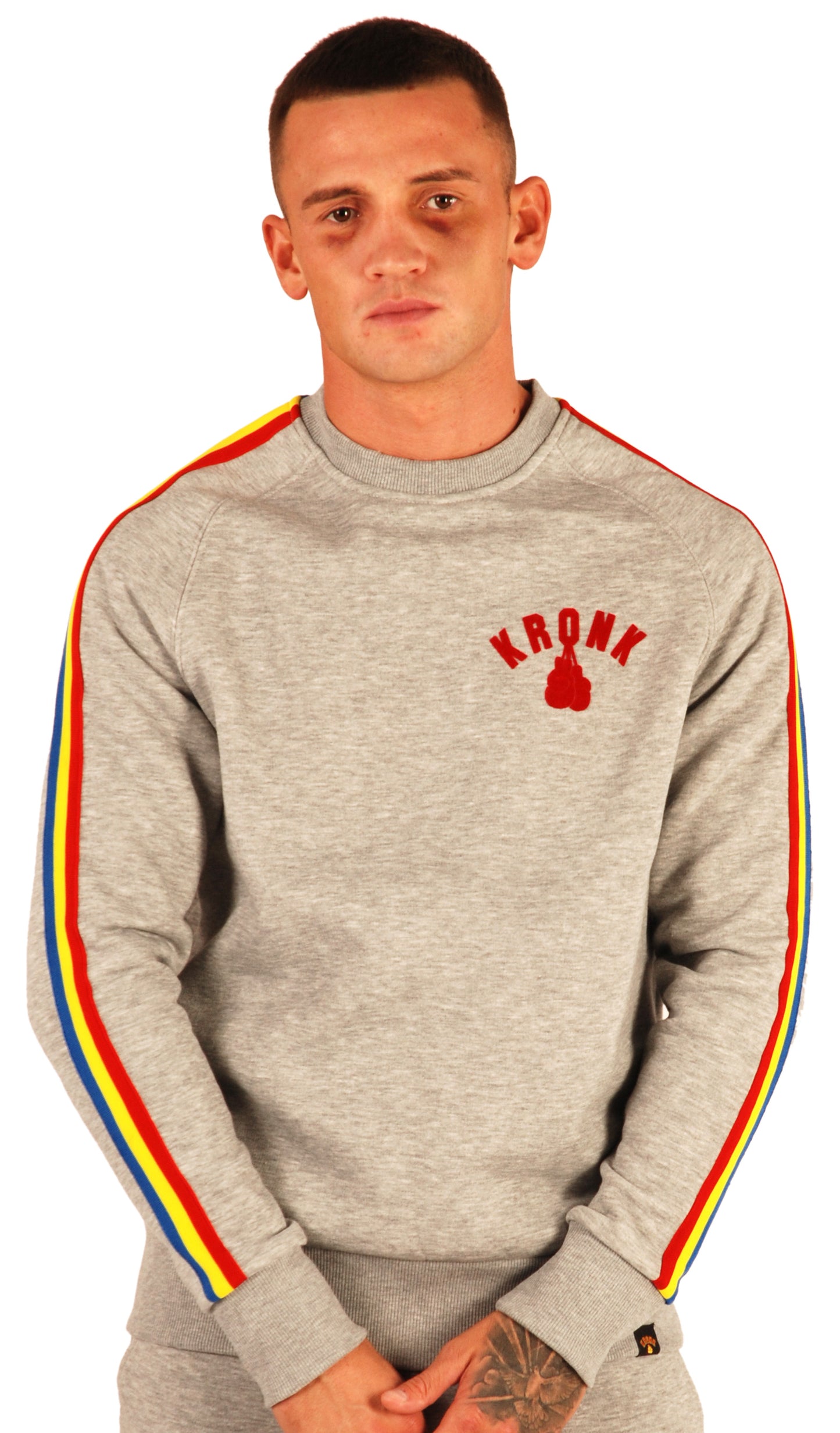 KRONK Striped Sleeve Sweatshirt Regular Fit Sports Grey