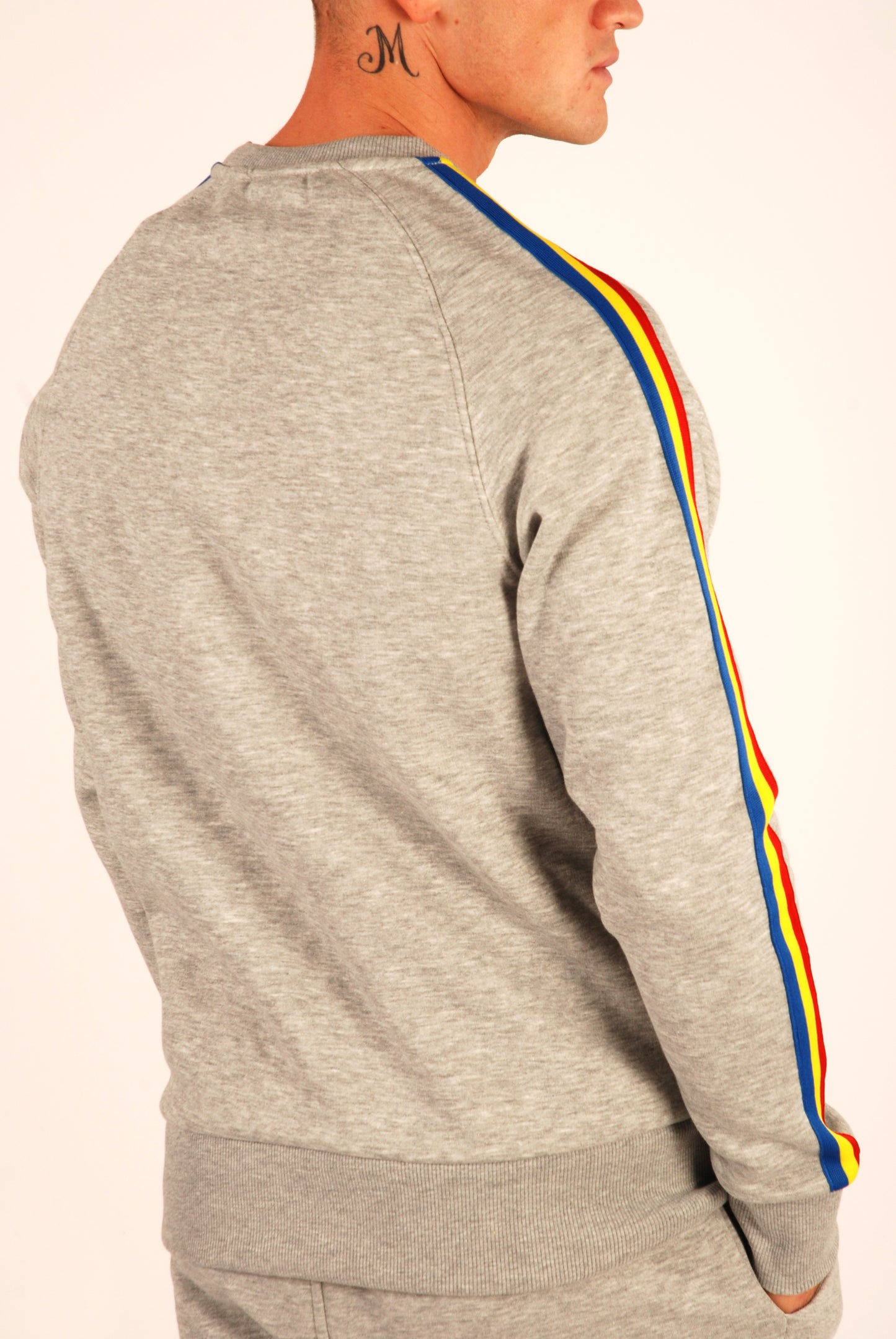 KRONK Striped Sleeve Sweatshirt Regular Fit Sports Grey