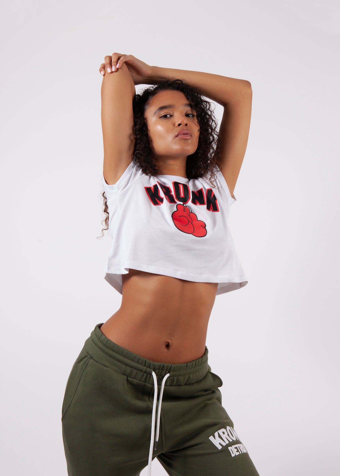 KRONK Gloves Cropped T Shirt White