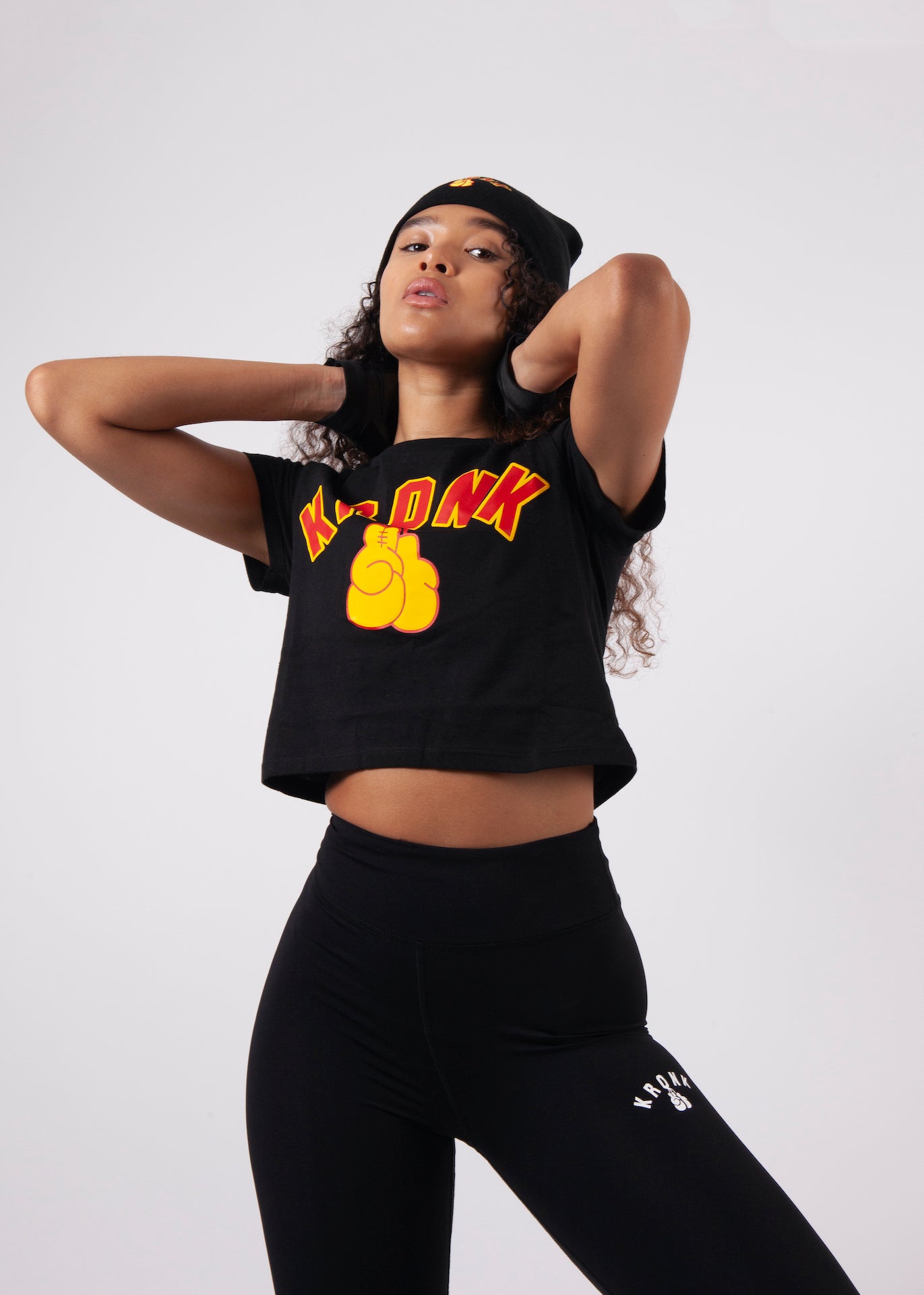 KRONK Gloves Cropped T Shirt Black