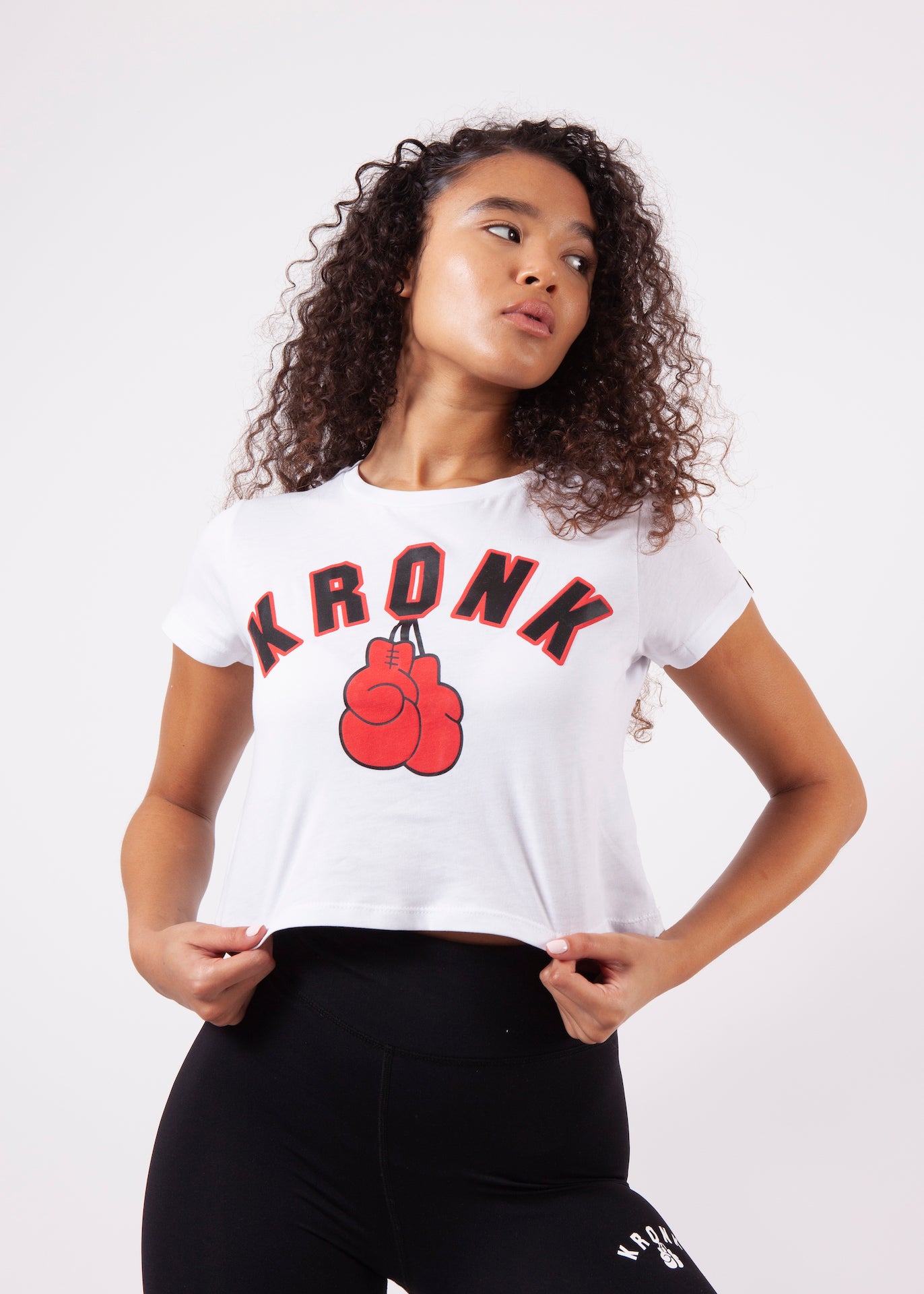KRONK Gloves Cropped T Shirt White