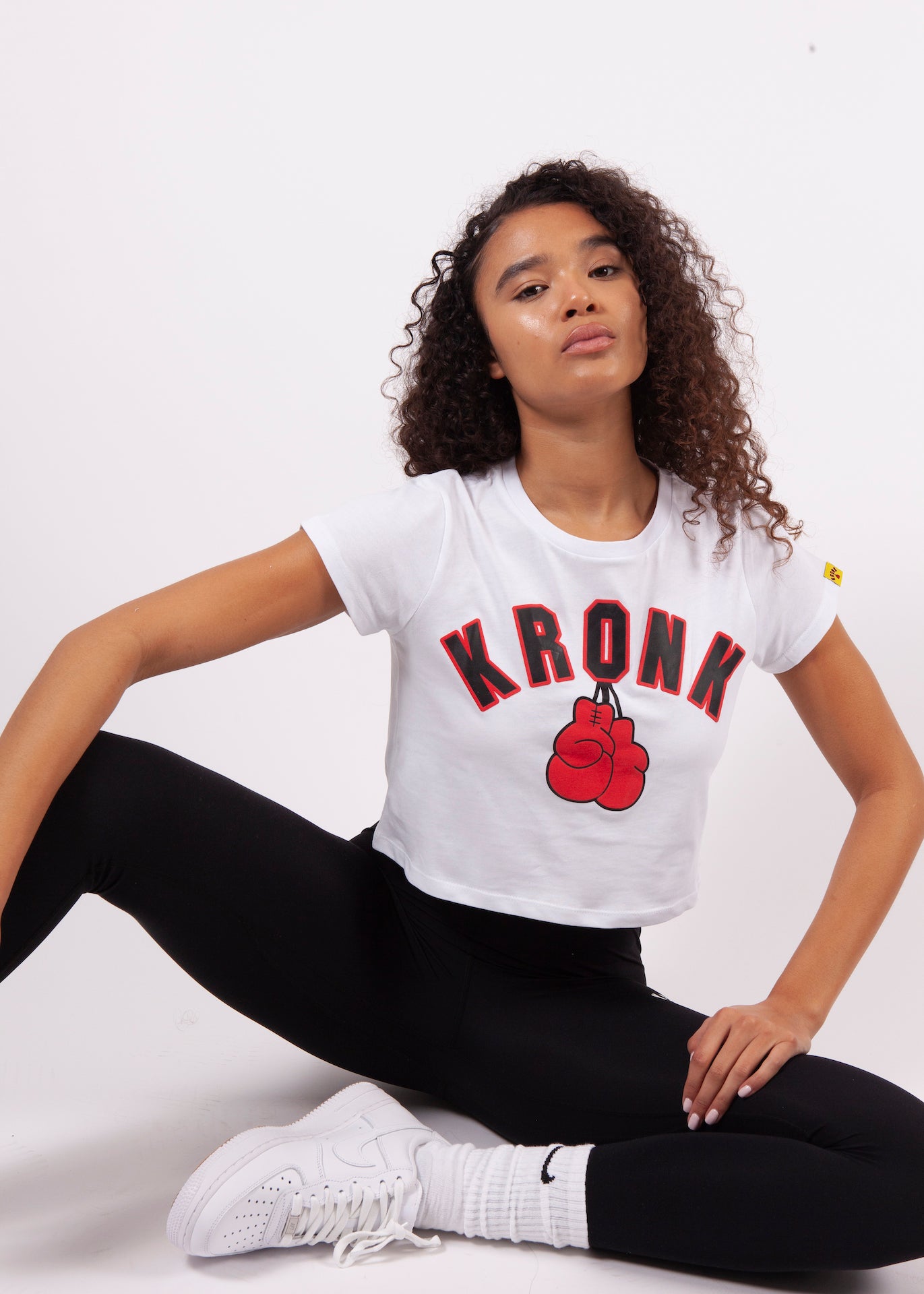 KRONK Gloves Cropped T Shirt White