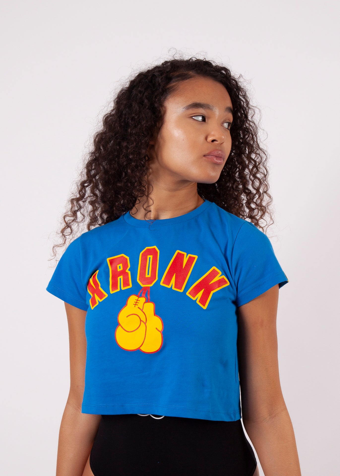 KRONK Gloves Cropped T Shirt Royal Blue