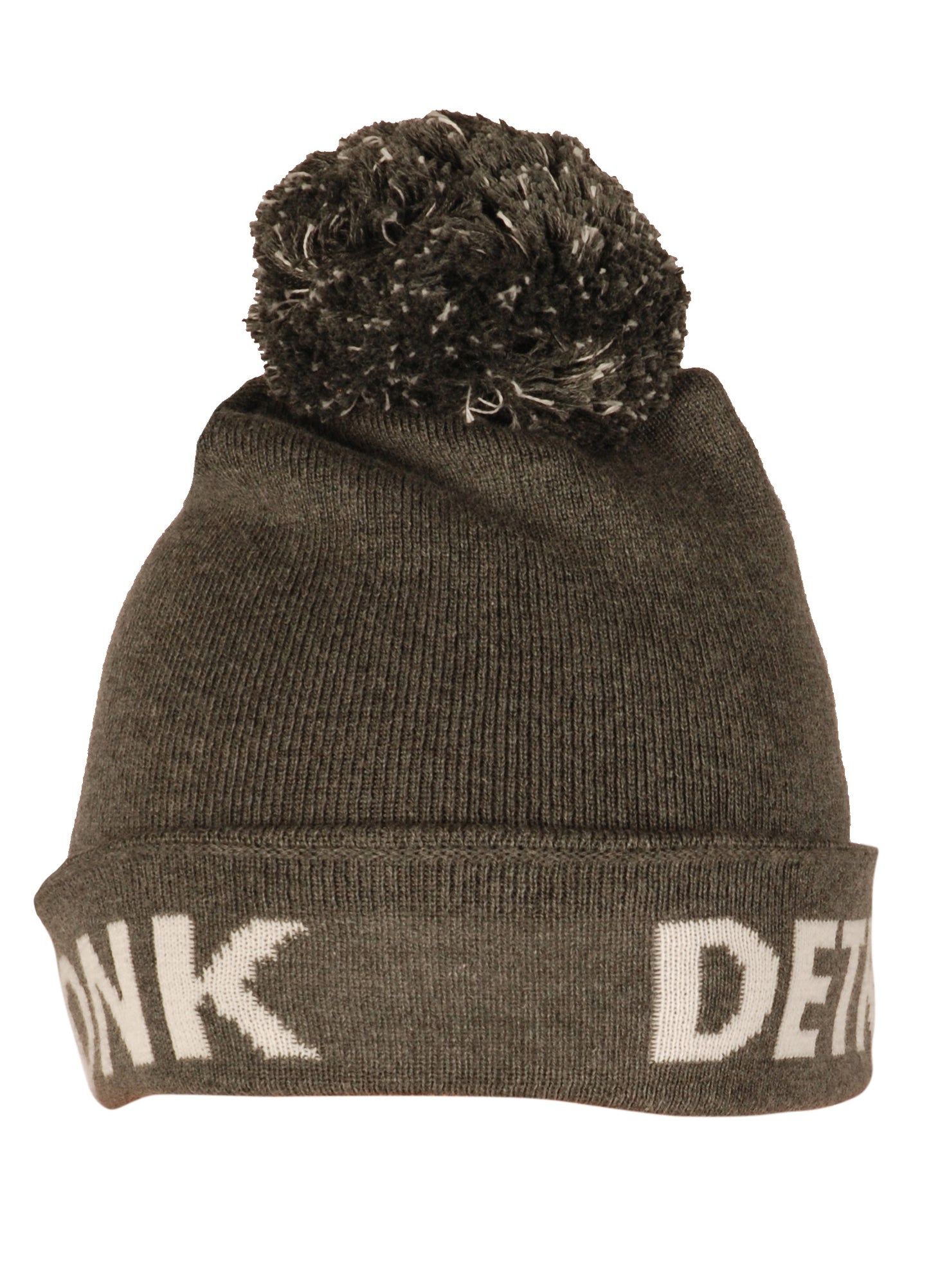 KRONK Detroit Bobble Hat Charcoal with White knitted logo