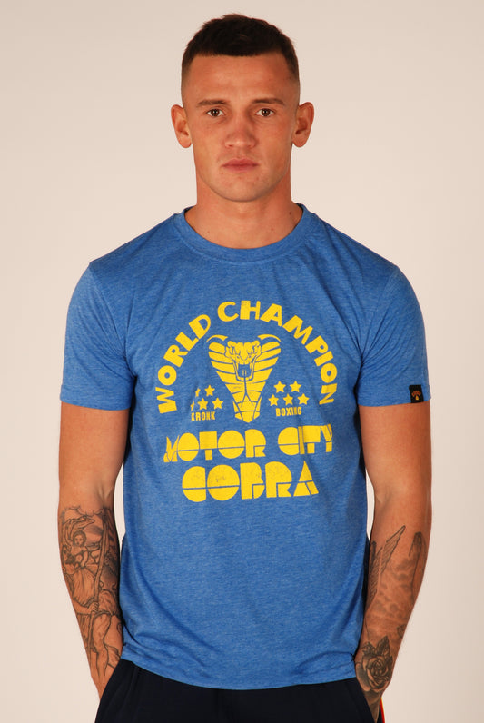 KRONK Thomas Hearns Motor City Cobra Slimfit T Shirt Royal Blue Melange