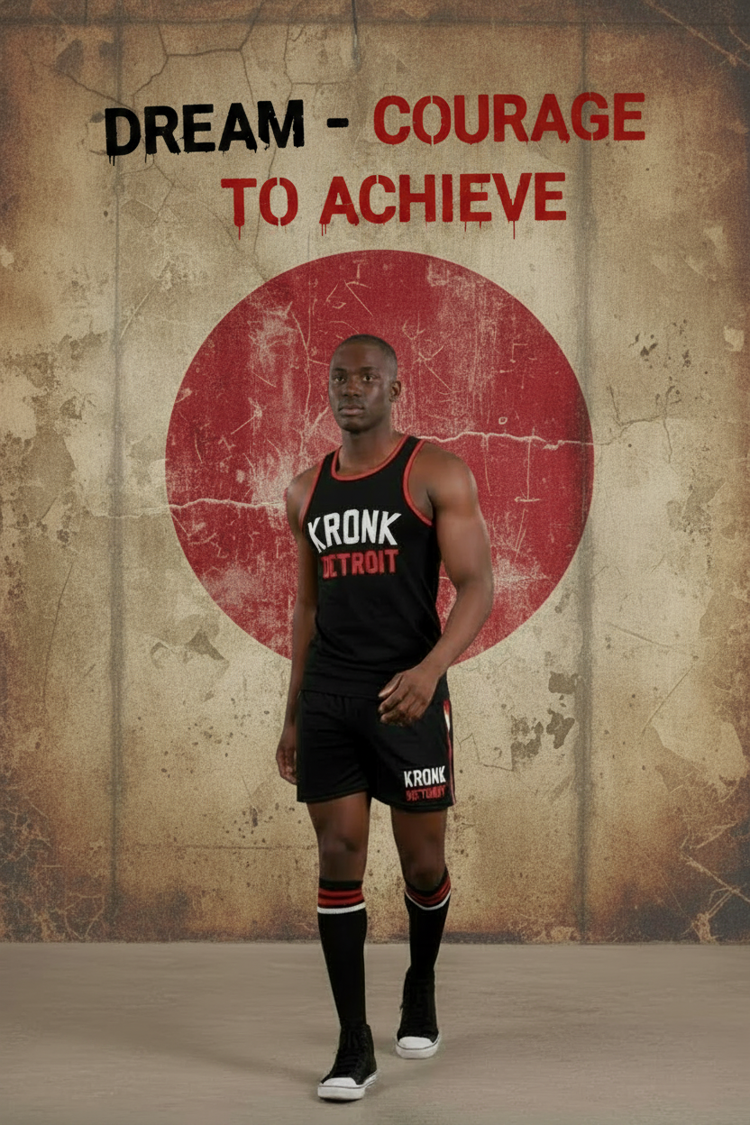 KRONK Iconic Detroit Applique Training Gym Vest Black with red & white logo