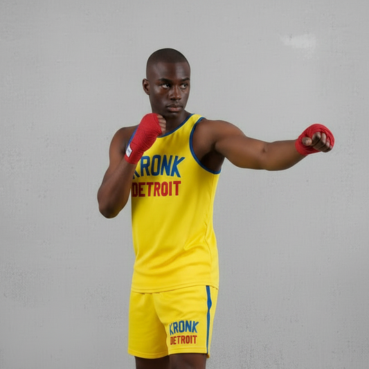 KRONK Iconic Detroit Applique Training Gym Vest Yellow