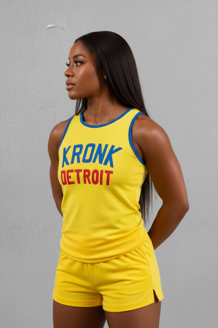 KRONKWOMEN Iconic Detroit Applique Training Gym Vest Yellow