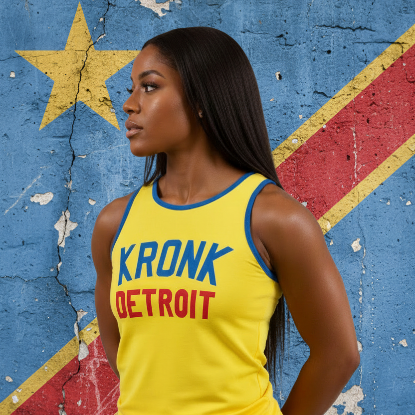 KRONKWOMEN Iconic Detroit Applique Training Gym Vest Yellow