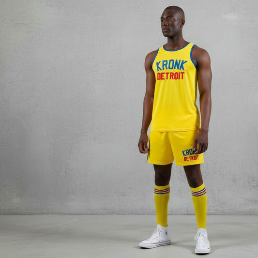 KRONK Iconic Detroit Applique Training Gym Vest Yellow