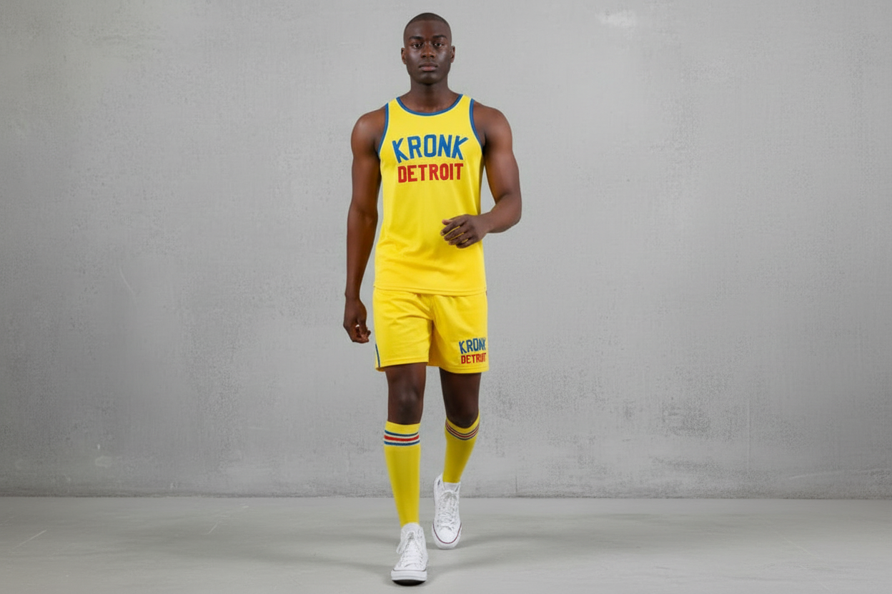 KRONK Iconic Detroit Applique Training Gym Vest Yellow