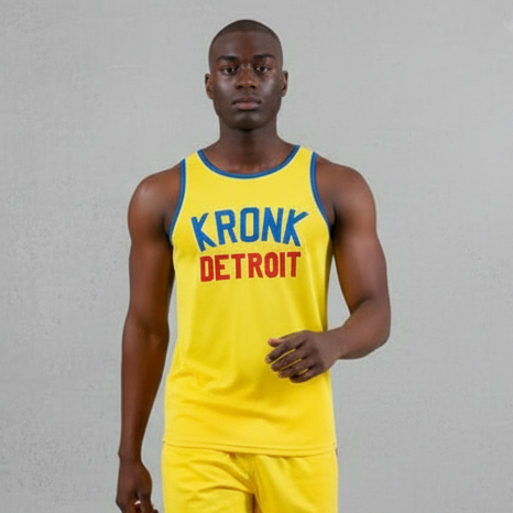 KRONK Iconic Detroit Applique Training Gym Vest Yellow