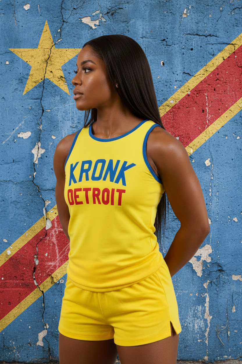 KRONKWOMEN Iconic Detroit Applique Training Gym Vest Yellow