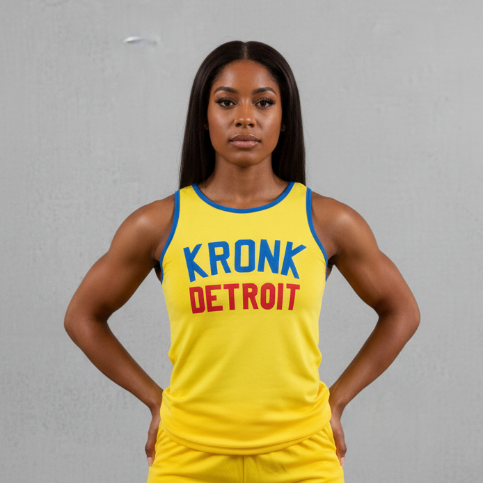 KRONKWOMEN Iconic Detroit Applique Training Gym Vest Yellow