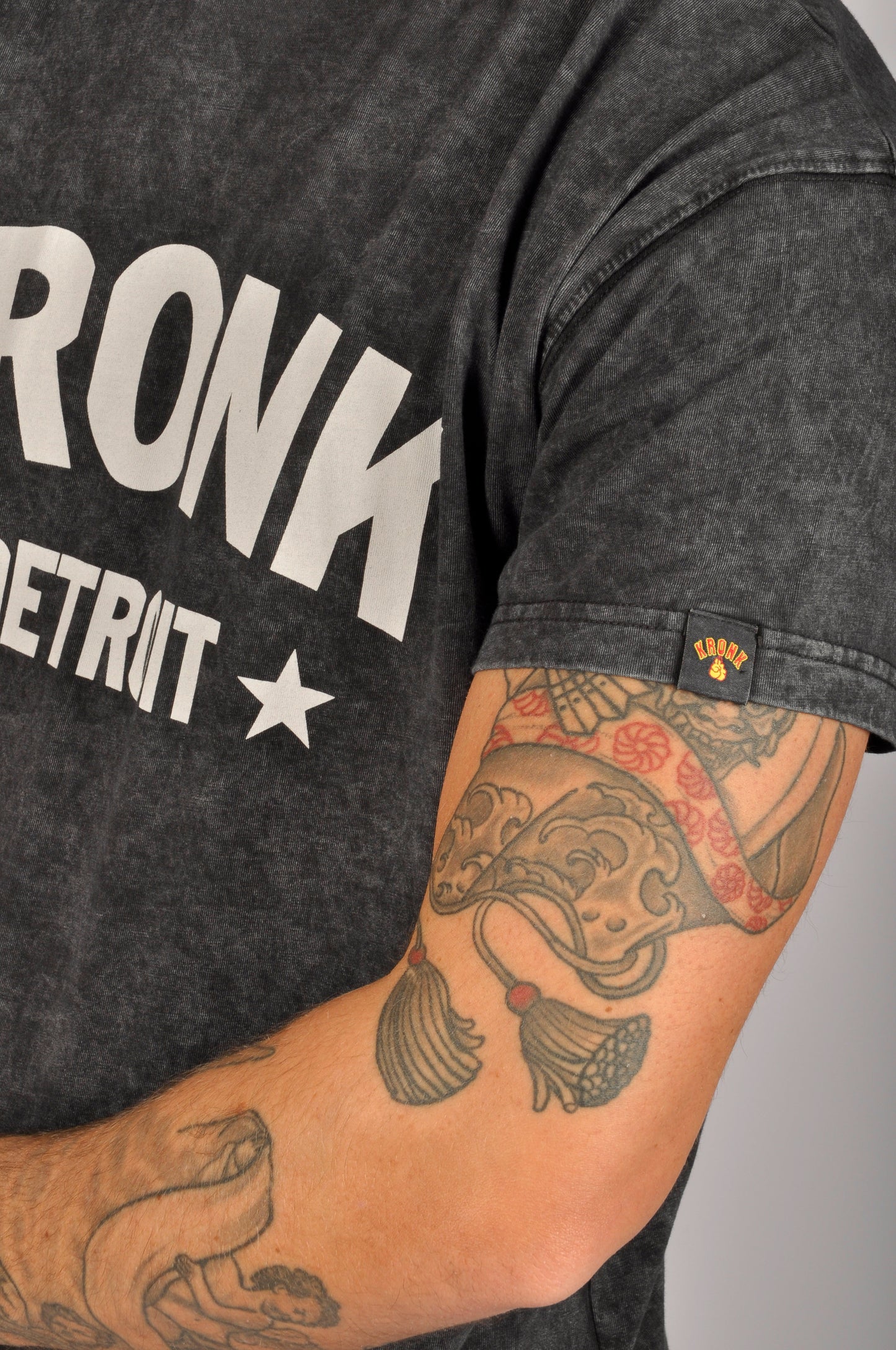 KRONK Detroit Stars Loose Fit Vintage Wash T Shirt Black and White