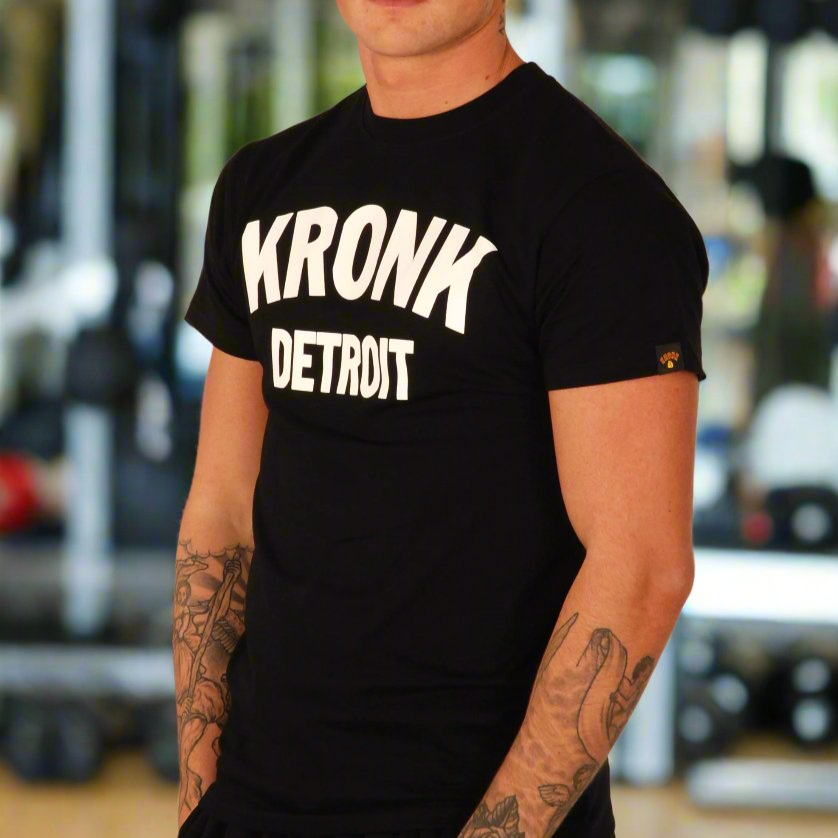 KRONK Detroit Regular Fit T Shirt Black with white logo