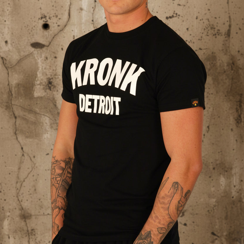 KRONK Detroit Regular Fit T Shirt Black with white logo