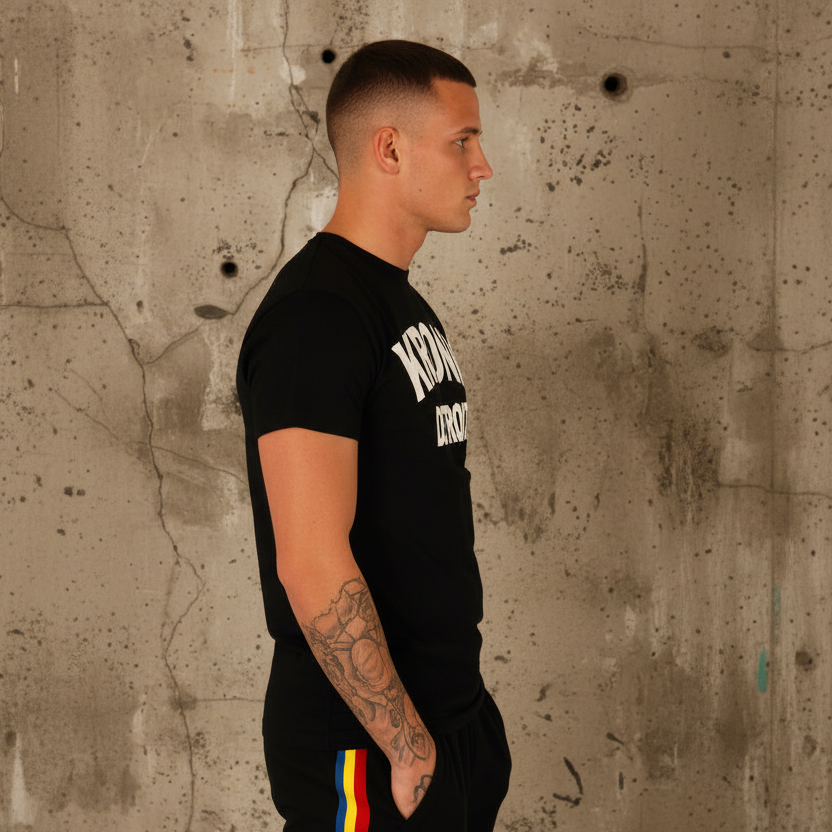 KRONK Detroit Regular Fit T Shirt Black with white logo