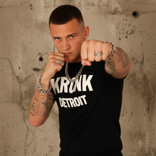 KRONK Detroit Regular Fit T Shirt Black with white logo