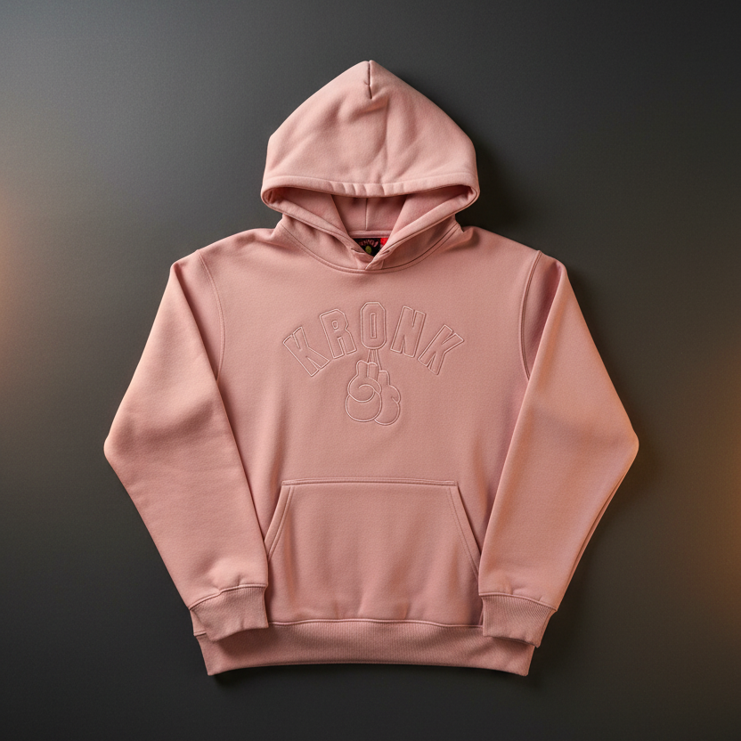 KRONK Gloves Applique Hoodie Loose Fit Pink
