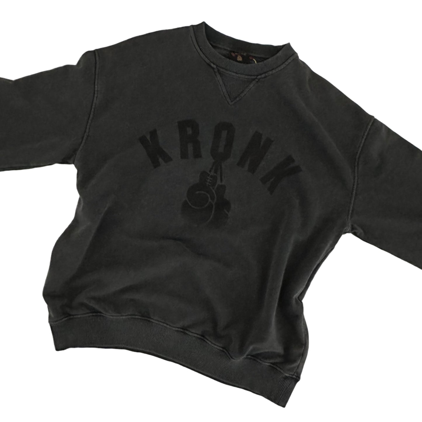KRONK Faded Gloves Vintage Wash Sweatshirt Loose Fit Charcoal