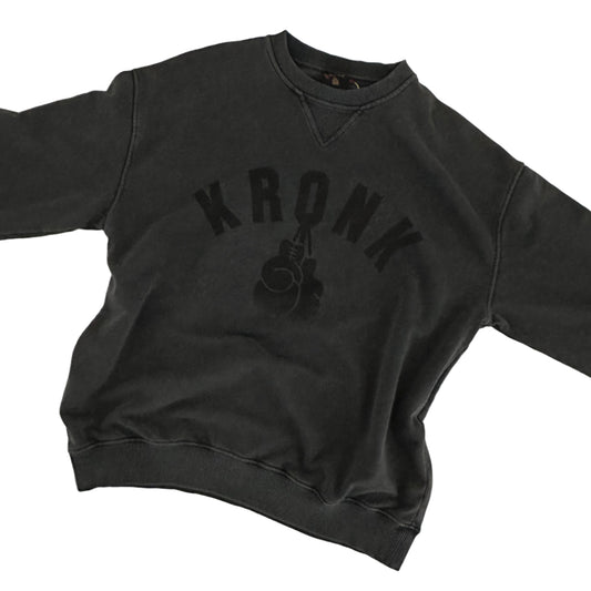 KRONK Faded Gloves Vintage Wash Sweatshirt Loose Fit Charcoal