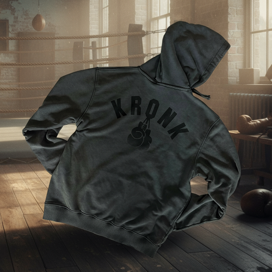 KRONK Faded Gloves Vintage Wash Hoodie Loose Fit Charcoal