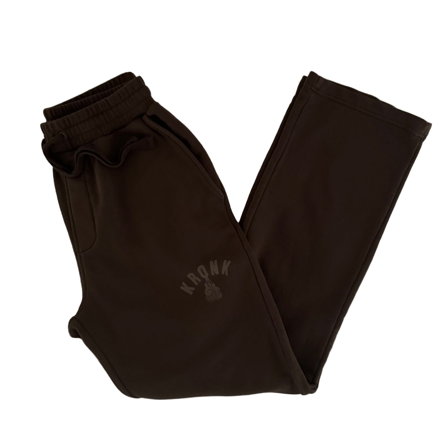 KRONK Faded Gloves Vintage wash Straight Leg Joggers Loose Fit Dark Brown