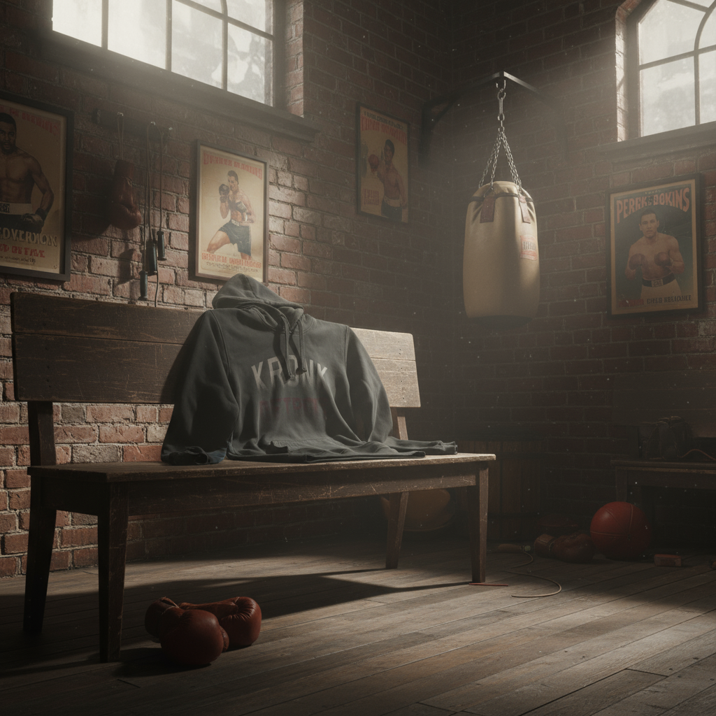 KRONK Faded Iconic Detroit Vintage Wash Hoodie Loose Fit Charcoal