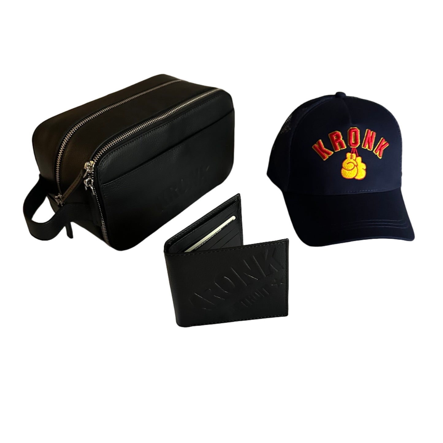 KRONK CHRISTMAS BUNDLE - Washbag / Navy Gloves Cap/ Bi Fold Wallet