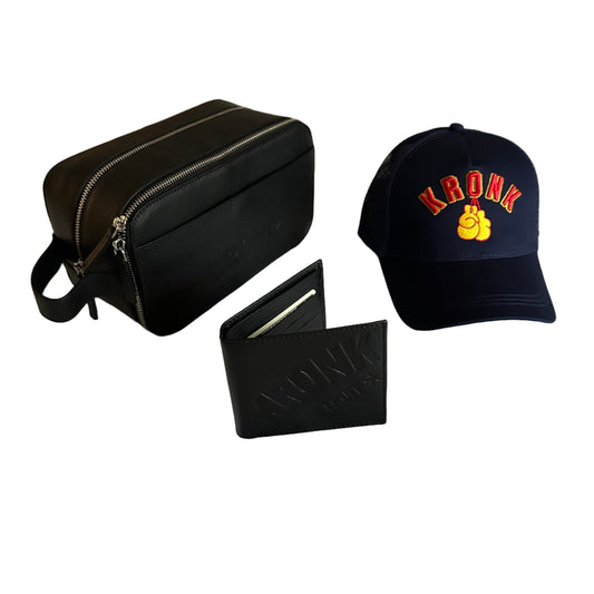 KRONK CHRISTMAS BUNDLE - Washbag / Navy Gloves Cap/ Bi Fold Wallet