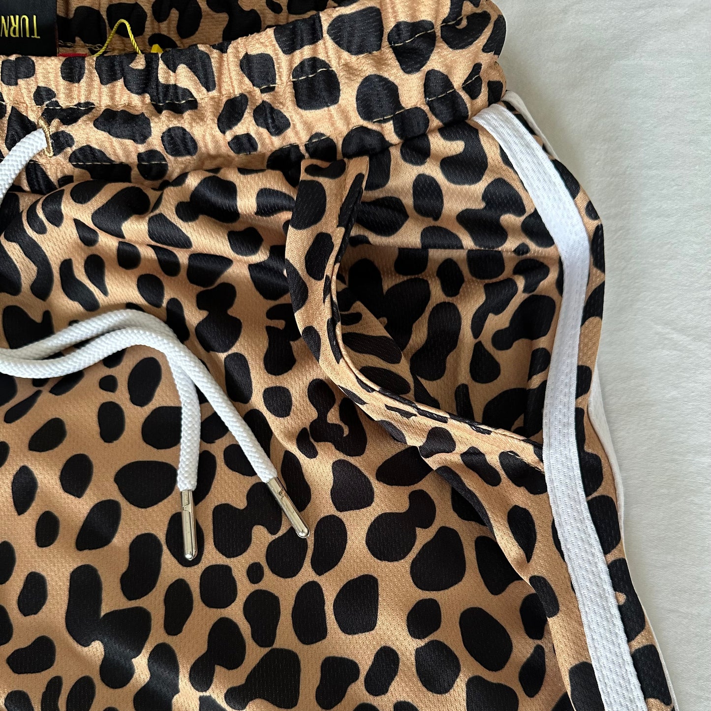 KRONK Iconic Detroit Applique Lined Gym Shorts Leopard Print