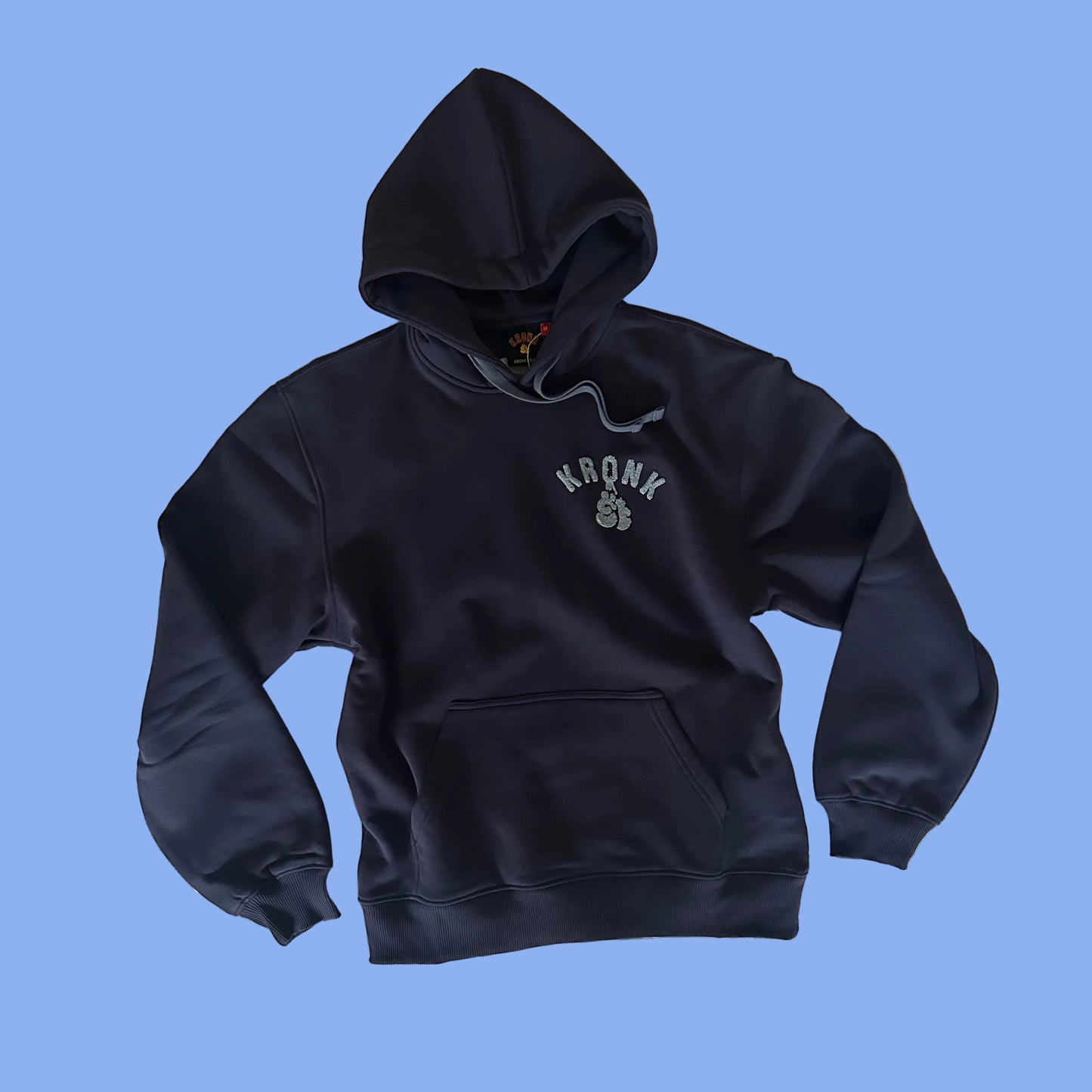 KRONK Boxing Team Towelling Applique Hoodie Loose Fit Navy/Sky