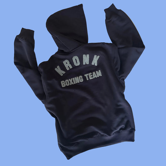 KRONK Boxing Team Towelling Applique Hoodie Loose Fit Navy/Sky