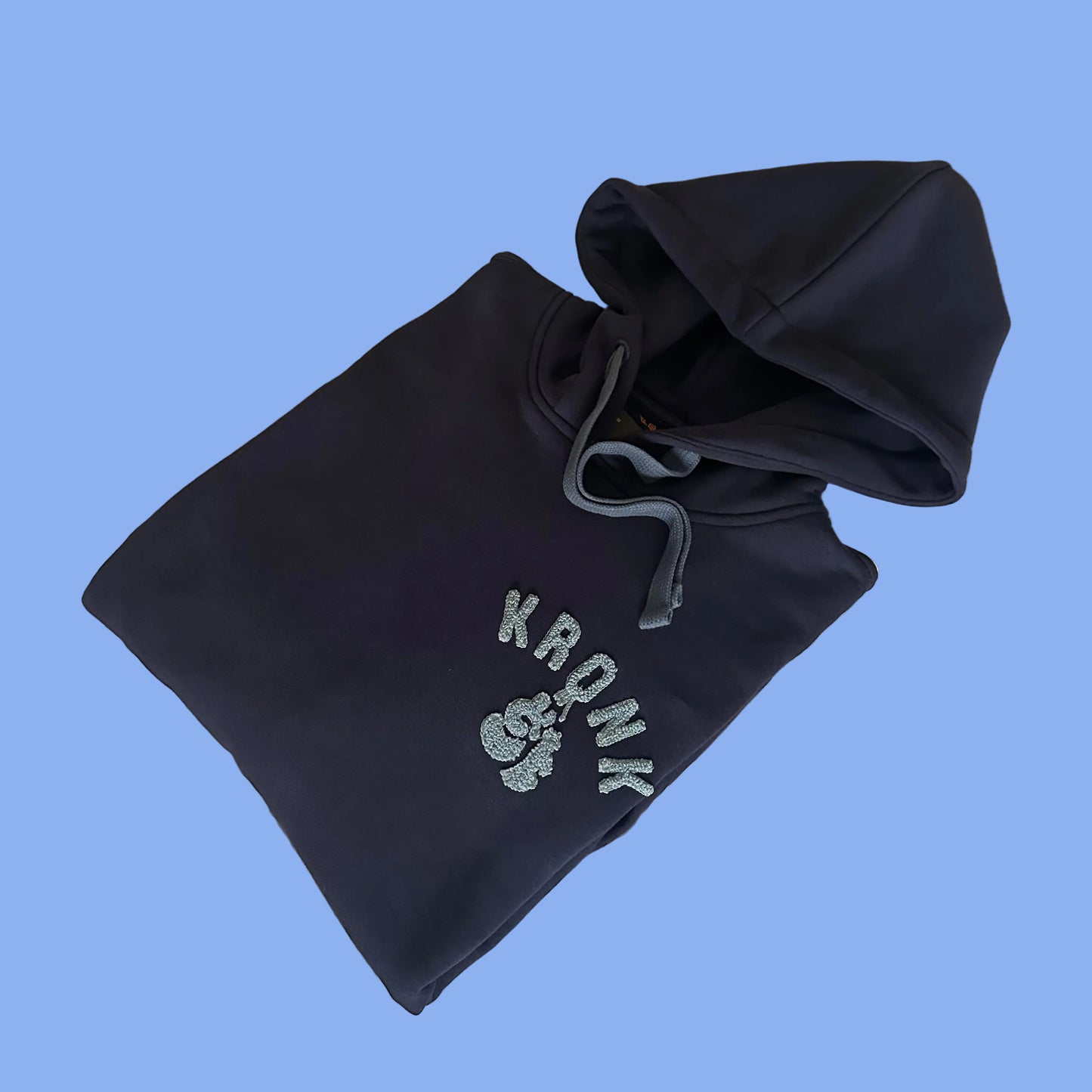 KRONK Boxing Team Towelling Applique Hoodie Loose Fit Navy/Sky