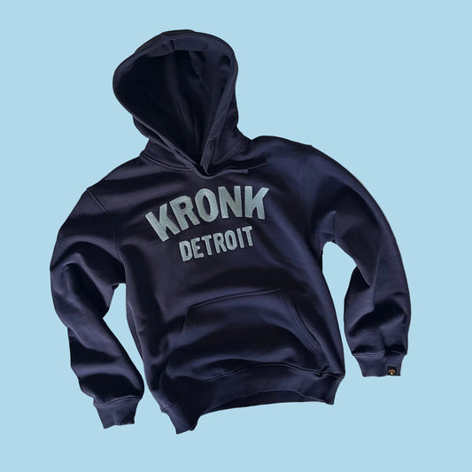 KRONK Detroit Chain Stitch Loose Fit Hoodie Navy/Sky