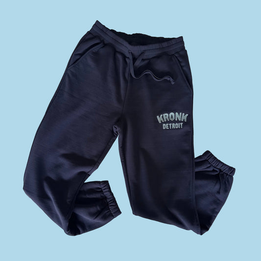 KRONK Detroit Chain Stitch Loose Fit Joggers Navy/Sky