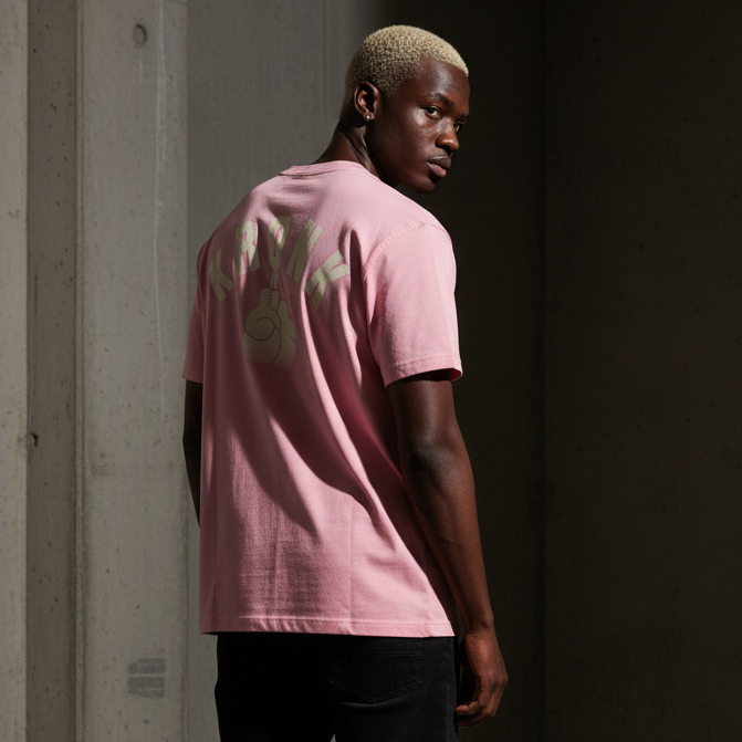 KRONK Faded G Loose Fit Vintage Wash T Shirt Powder Pink