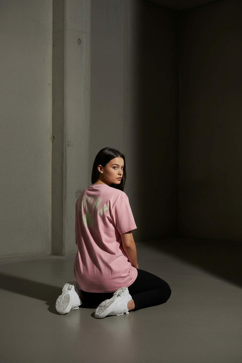 KRONKWOMEN Faded G Loose Fit Vintage Wash T Shirt Powder Pink