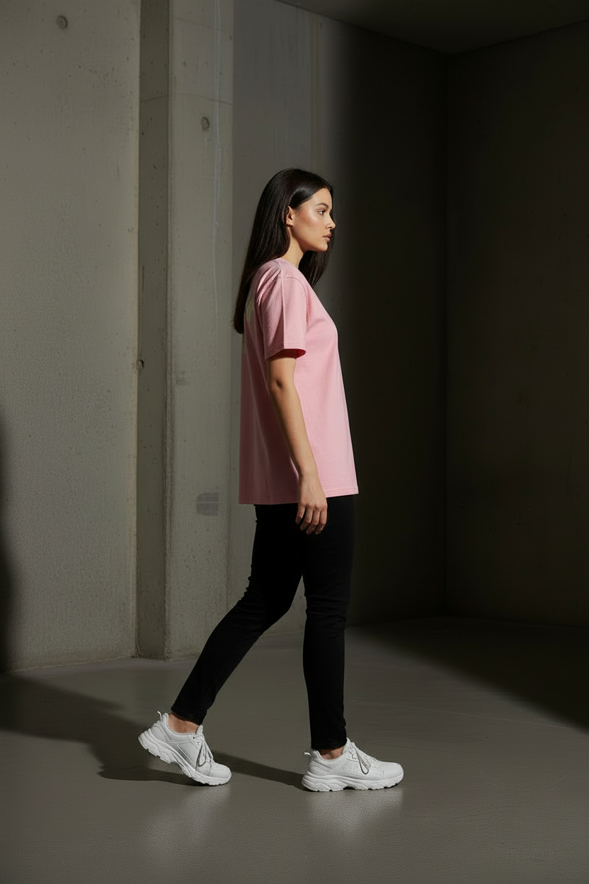 KRONKWOMEN Faded G Loose Fit Vintage Wash T Shirt Powder Pink