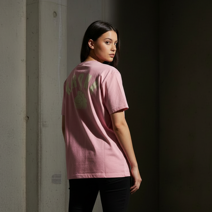 KRONKWOMEN Faded G Loose Fit Vintage Wash T Shirt Powder Pink
