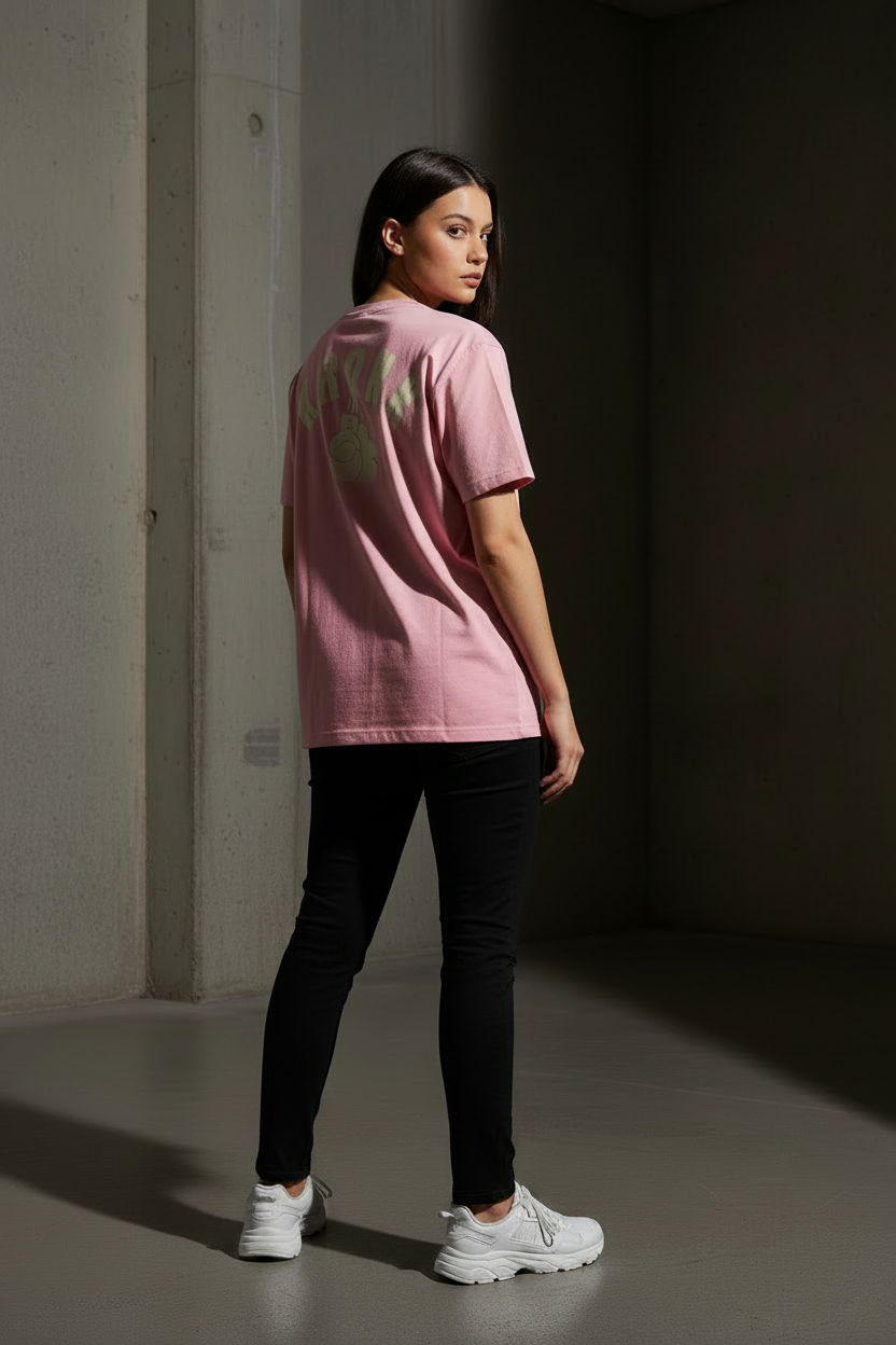 KRONKWOMEN Faded G Loose Fit Vintage Wash T Shirt Powder Pink